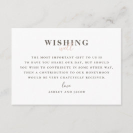 モダンなピンクの結婚式のウィッシュ ウェル。 タイポグラフィ エンクロージャーカード