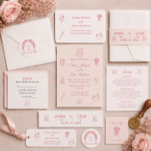 モダンなピンクの結婚式の詳細 エンクロージャーカード
