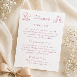 モダンなピンクの結婚式の詳細 エンクロージャーカード