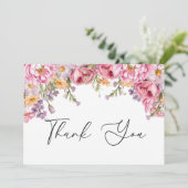 モダンなピンクの芍薬の花のブライダルシャワー サンキューカード (スタンド正面)
