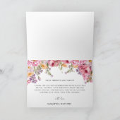 モダンなピンクの芍薬の花のブライダルシャワー サンキューカード (内部)