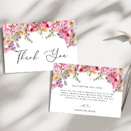 モダンなピンクの芍薬の花のブライダルシャワー サンキューカード