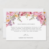 モダンなピンクの芍薬の花のブライダルシャワー サンキューカード (裏面)