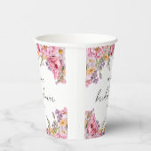 モダンなピンクの芍薬の花のブライダルシャワー 紙コップ (右)