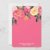 モダンなピンクの芍薬の花をあしらったカスタム結婚式のデザイン 招待状 (裏面)