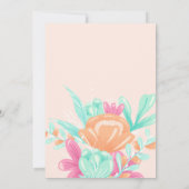 モダンなピンクの花のカリグラフィーレトロベビーシャワー 招待状 (裏面)