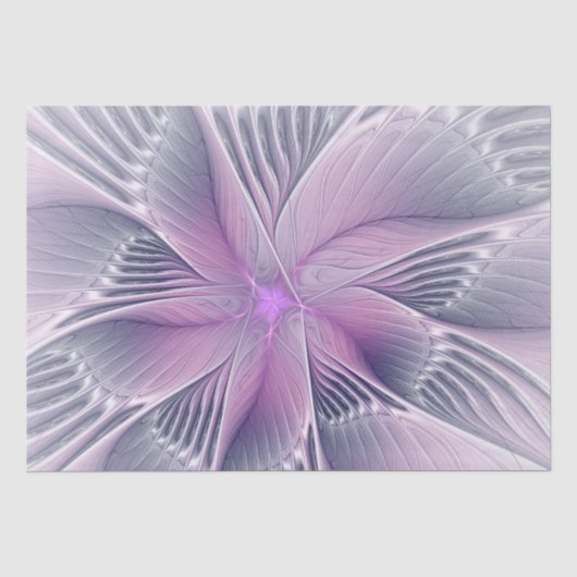 モダンなピンクの花の抽象的フラクタルアート 薄葉紙 (正面)