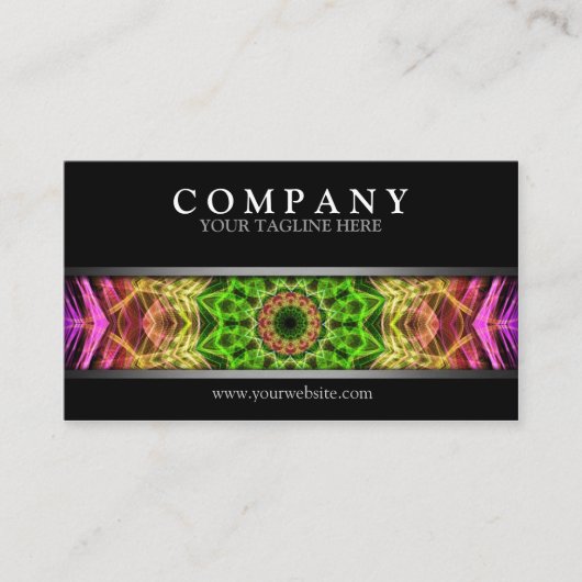 モダンなピンクの花の曼荼羅 名刺 (正面)