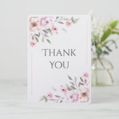 モダンなピンクの花の水彩 サンキューカード (スタンド正面)