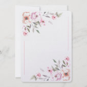 モダンなピンクの花の水彩 サンキューカード (裏面)