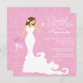 モダンなピンクの花嫁のワインのブライダルシャワー 招待状 (正面/裏面)