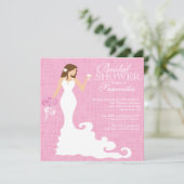 モダンなピンクの花嫁のワインのブライダルシャワー 招待状 (スタンド正面)