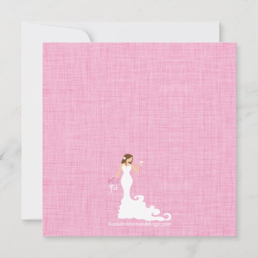 モダンなピンクの花嫁のワインのブライダルシャワー 招待状 (裏面)