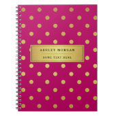 モダンなピンクの金ゴールドのグリッターの水玉模様 ノートブック (正面)