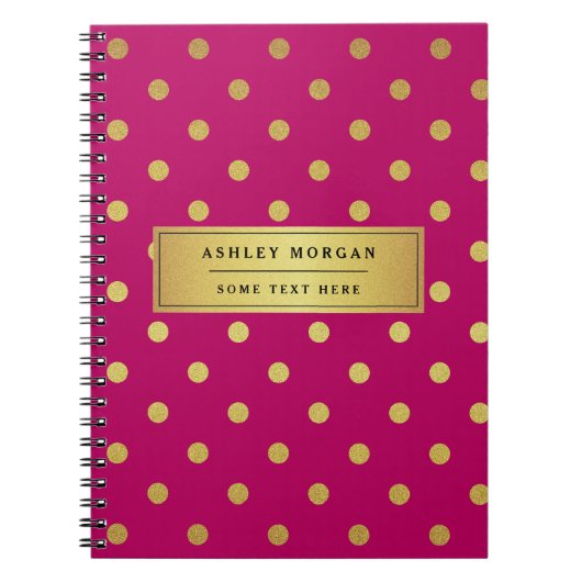 モダンなピンクの金ゴールドのグリッターの水玉模様 ノートブック (正面)