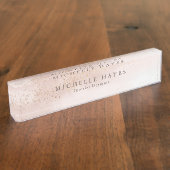 モダンなピンクの金ゴールドの水彩画 デスクネームプレート (側面)