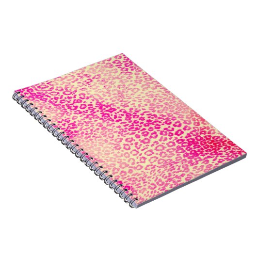 モダンなピンクの黄色い水彩画のチータ動物 ノートブック (右側)