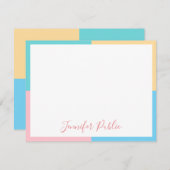 モダンなピンクの黄色い青緑の原稿のテンプレート ノートカード (正面/裏面)