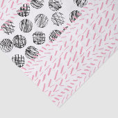 モダンなピンクの黒い手描きの点ブラシストローク 薄葉紙 (詳細)