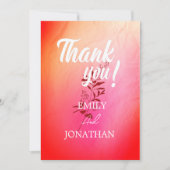 モダンなピンクオレンジの水彩タイポグラフィー THANK U 招待状 (正面)