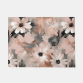 モダンなピンクグレイの花柄 ドアマット (正面)