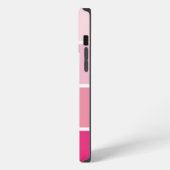 モダンなピンクストライプ 白 名前入り iPhoneケース (左側面)
