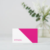 モダンなピンク及び白いフィットネス 名刺 (スタンド正面)