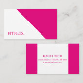 モダンなピンク及び白いフィットネス 名刺 (正面/裏面)