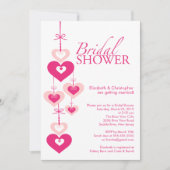 モダンなピンク愛ハートのブライダルシャワーの招待状 招待状 (正面)