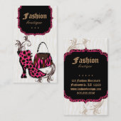 モダンなファッションのハンドバッグのブーツのヒョウのシマウマのピンク 名刺 (正面/裏面)