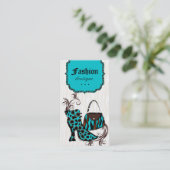 モダンなファッションのハンドバッグのブーツのヒョウのシマウマの青 名刺 (スタンド正面)