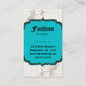 モダンなファッションのハンドバッグのブーツのヒョウのシマウマの青 名刺 (裏面)