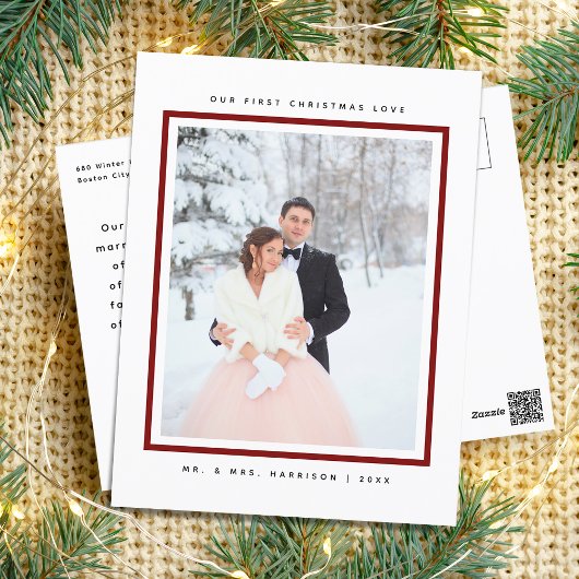 モダンなファーストクリスマス ご夫婦の写真 シーズンポストカード