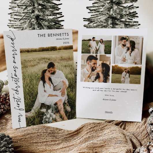 モダンなファーストクリスマス 結婚記念写真付きクリスマスカード シーズンカード