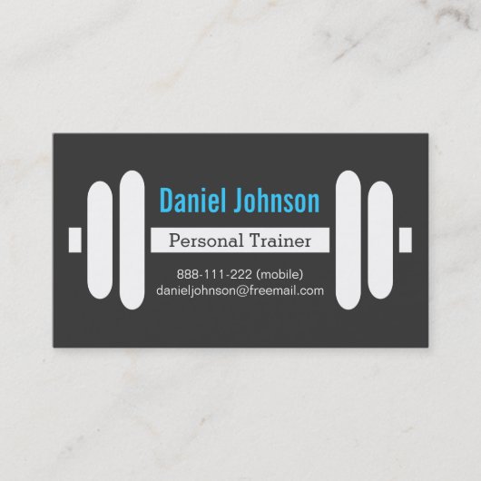 モダンなフィットネスのパーソナルトレーナーは黒を重くします 名刺 (正面)