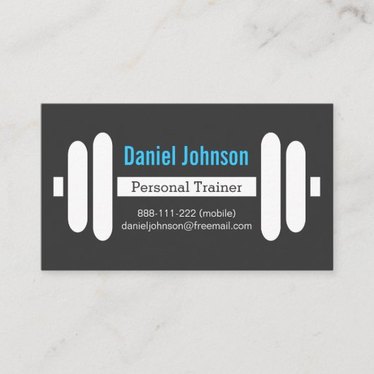 モダンなフィットネスのパーソナルトレーナーは黒を重くします 名刺 (正面)