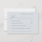 モダンなフェイクシルバーとダスティブルーの結婚式 出欠カード (裏面)