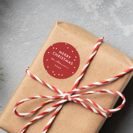 モダンなフェスティブデザインの赤と白のドットがおしゃれな クリスマス ラウンドシール