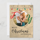 モダンなフェスティブファミリーフォト ラスティックジョイ シーズンカード (正面)