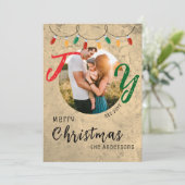 モダンなフェスティブファミリーフォト ラスティックジョイ シーズンカード (スタンド正面)