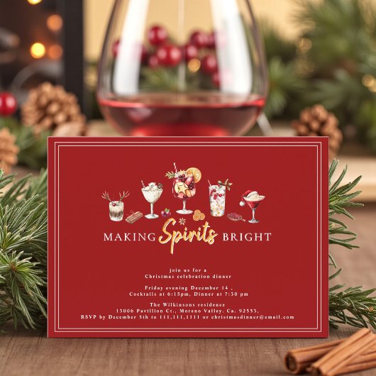 モダンなフェスティブホリデー カクテル ディナー パーティー シーズンカード