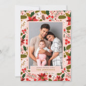 モダンなフェスティブ ミュートピンク ポインセチア フォト シーズンカード (正面)