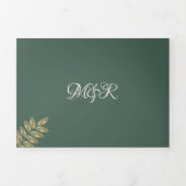 モダンなフォイルグリーンリングの結婚式ロゴ 三つ折り招待状 (カバー)