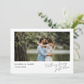 モダンなフォトウェディングの結婚報告カード 招待状 (スタンド正面)