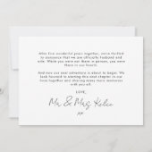 モダンなフォトウェディングの結婚報告カード 招待状 (裏面)