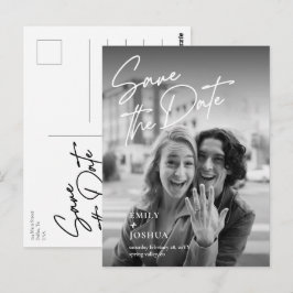 モダンなフォトウェディングのSave the Date ポストカード