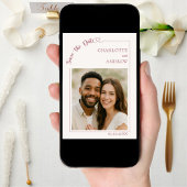モダンなフォトウェディングのSave the Date(結婚式招待状) - 象牙色 セーブザデート