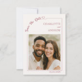 モダンなフォトウェディングのSave the Date(結婚式招待状) - 象牙色 セーブザデート (正面)
