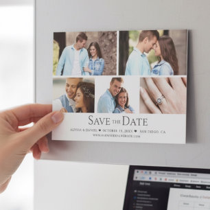 モダンなフォトグリッドの結婚式Save the Dateマグネット マグネット招待状