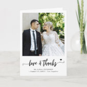 モダンなフォトコラージュの結婚式の愛と感謝 サンキューカード (正面)